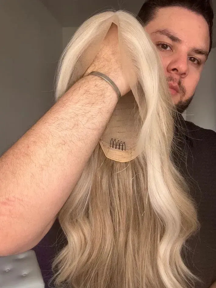 Lace Front Tela HD Loira Repartição Livre 13x6 Peça Única 031