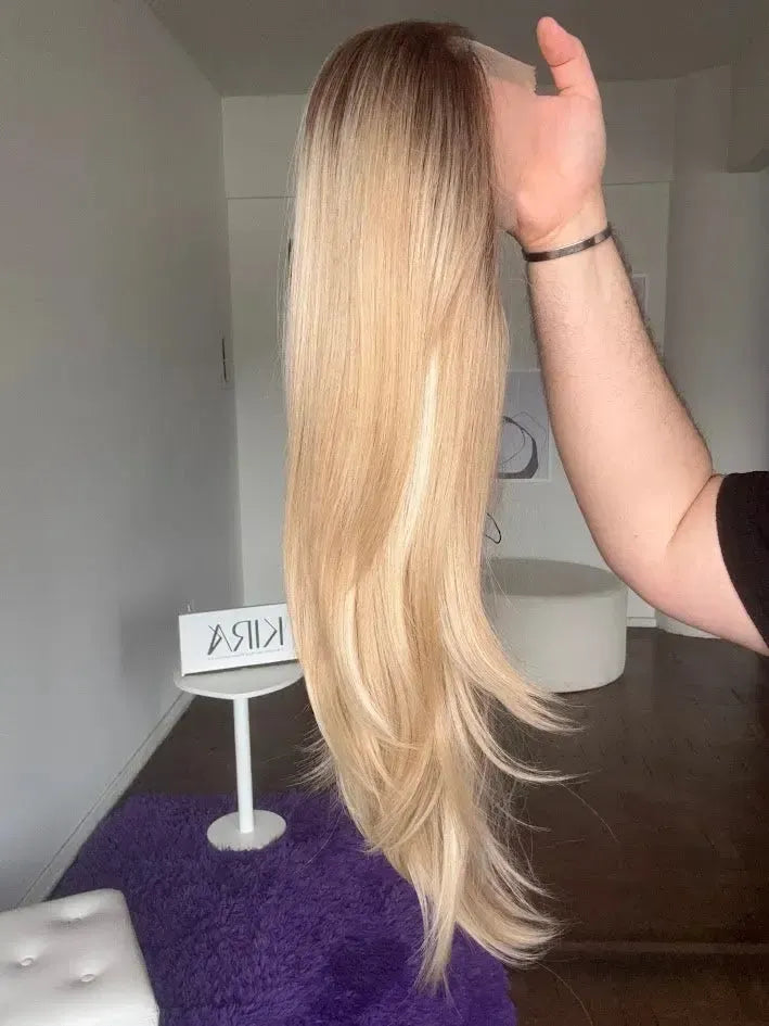 Lace Front Tela HD Loira Repartição Livre 13x6 Peça Única 033