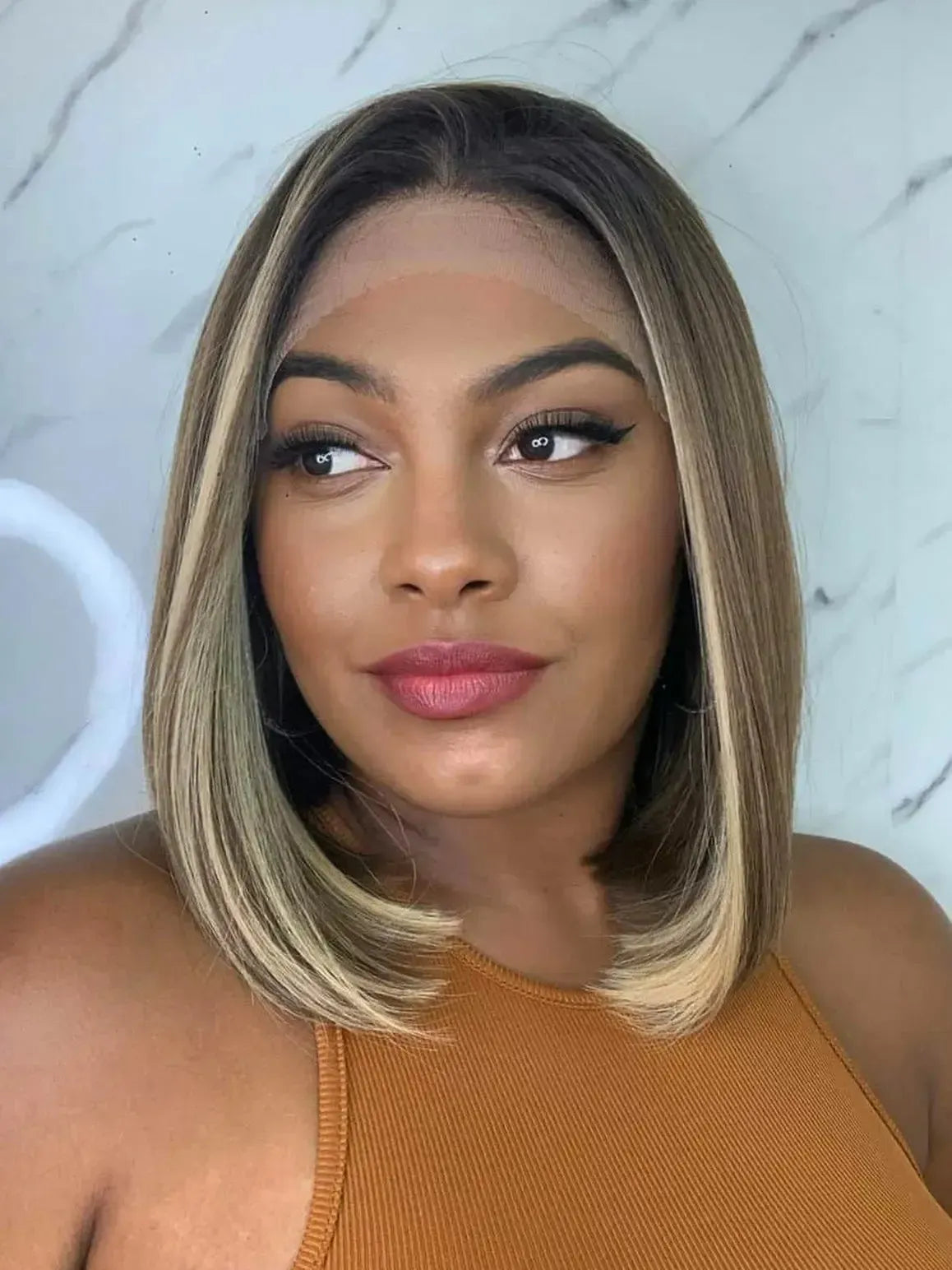 Lace Front Tela HD Lovenna Castanho Luzes 26J - Repartição Livre 13x4