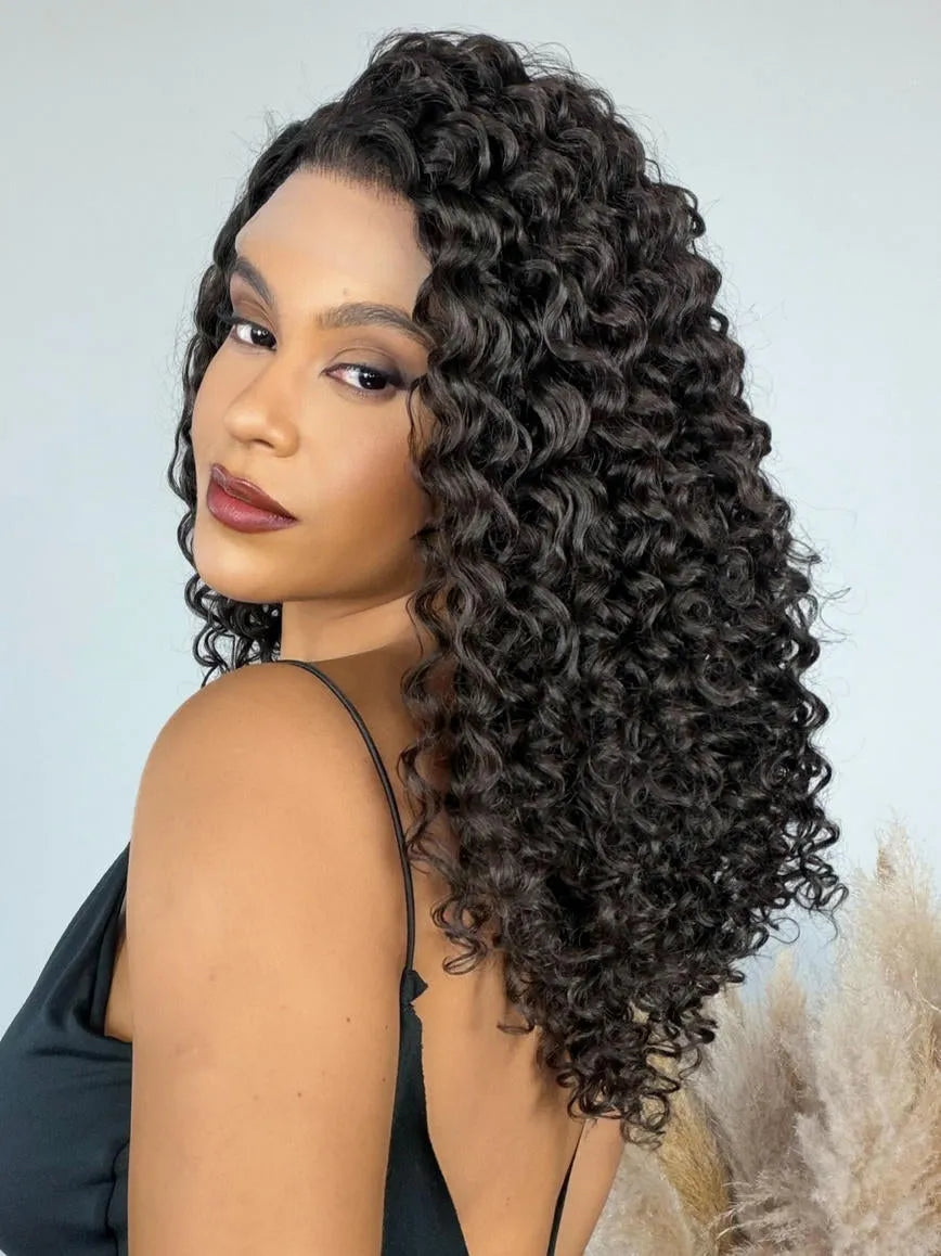 Lace Front Tela HD Valeria Castanho 4 Cacheada - Repartição Livre 13x4