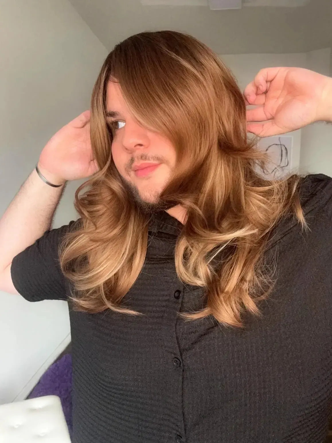 Peruca Castanha Fibra Premium Peça Única 035