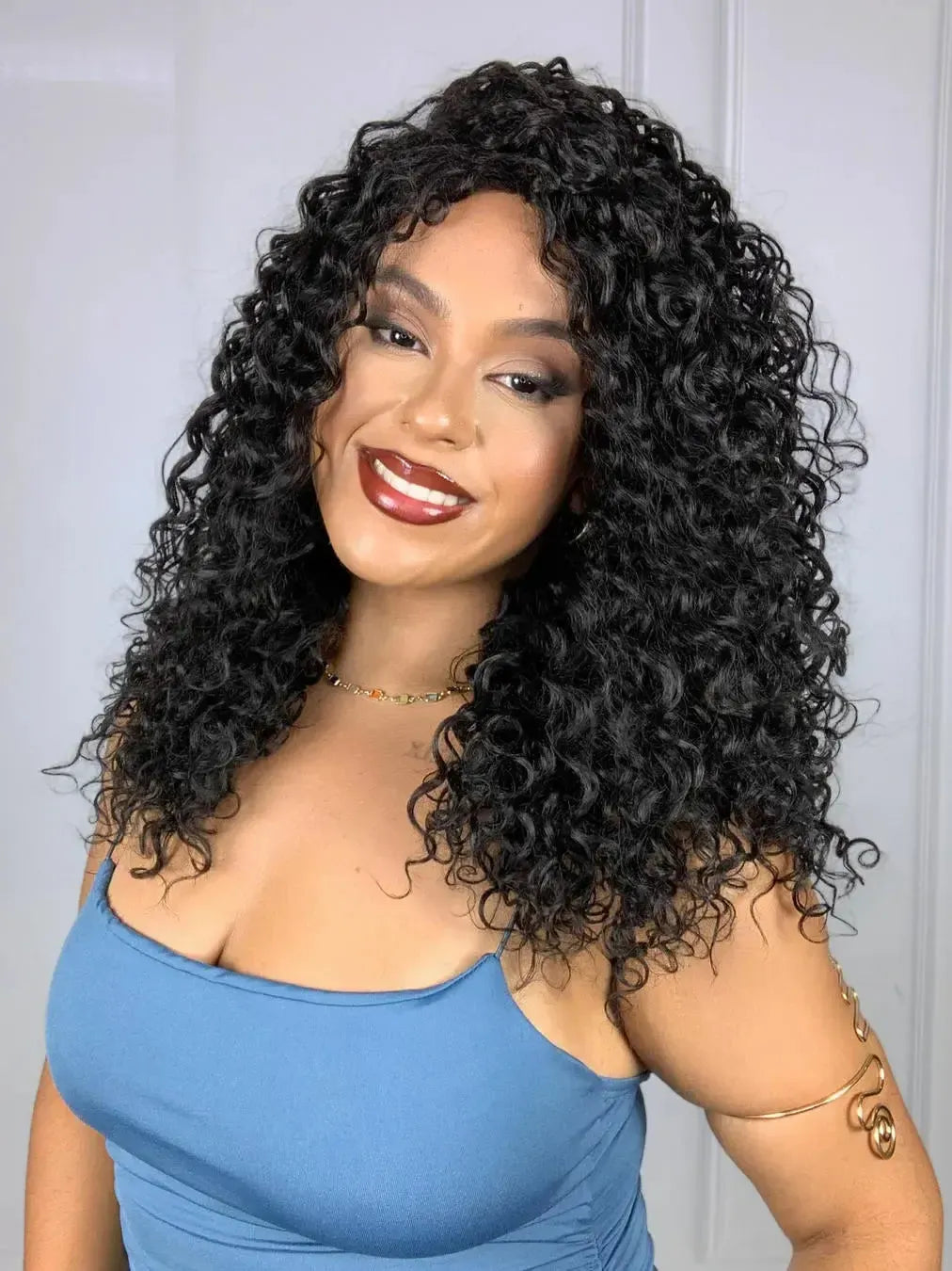 Peruca Felina Bio Fibra Castanho Escuro Cacheada