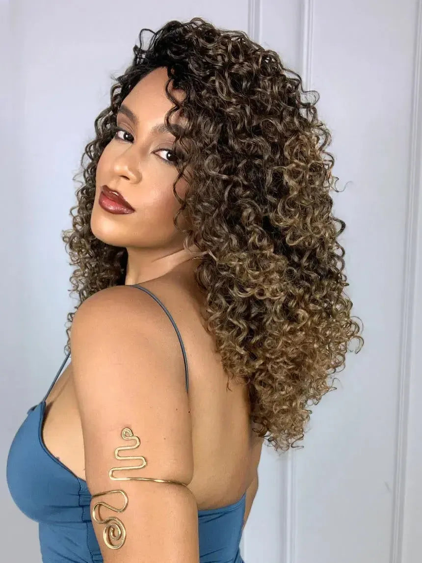 Peruca Felina Bio Fibra Castanho Loiro 8/30 Cacheada