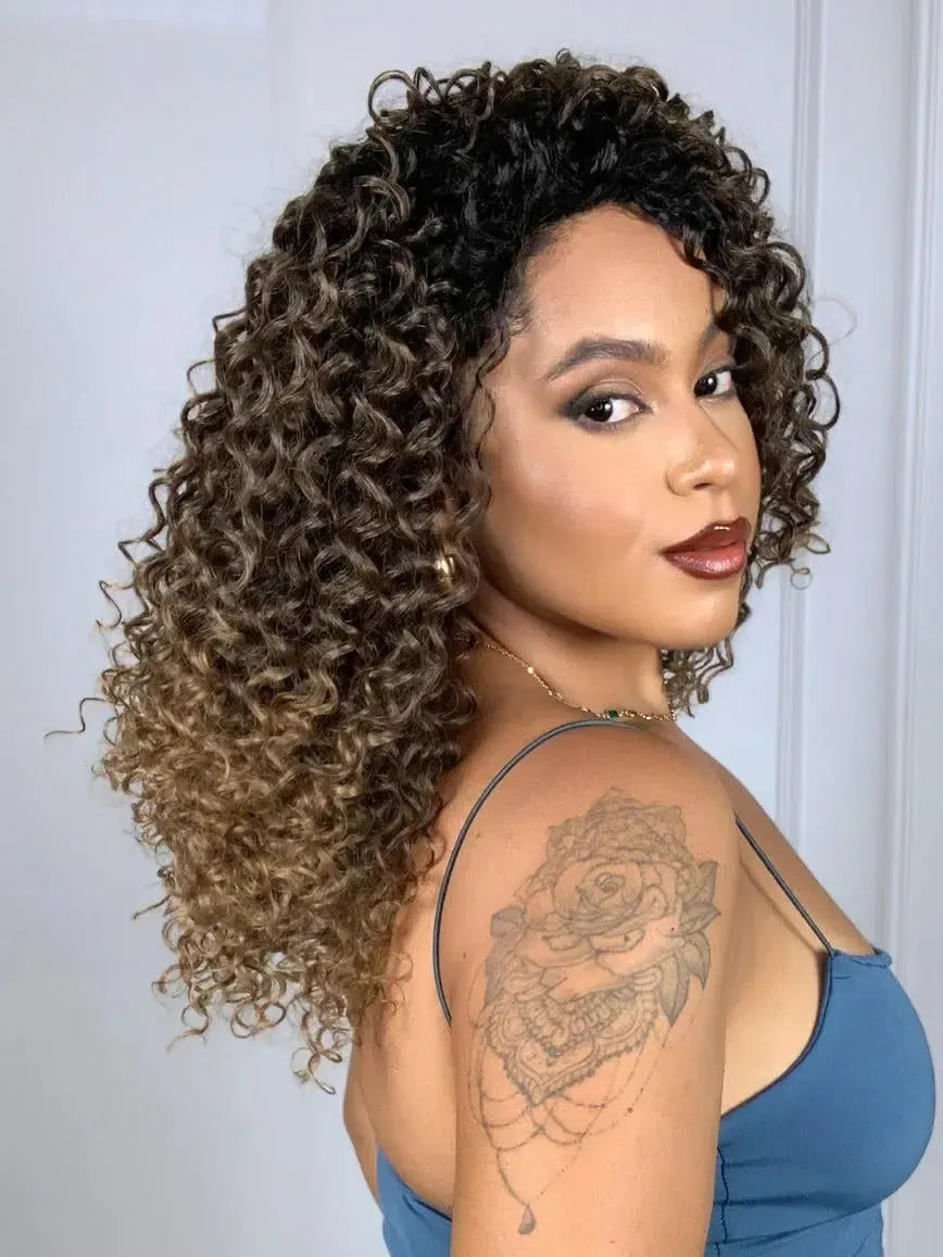 Peruca Felina Bio Fibra Castanho Loiro 8/30 Cacheada