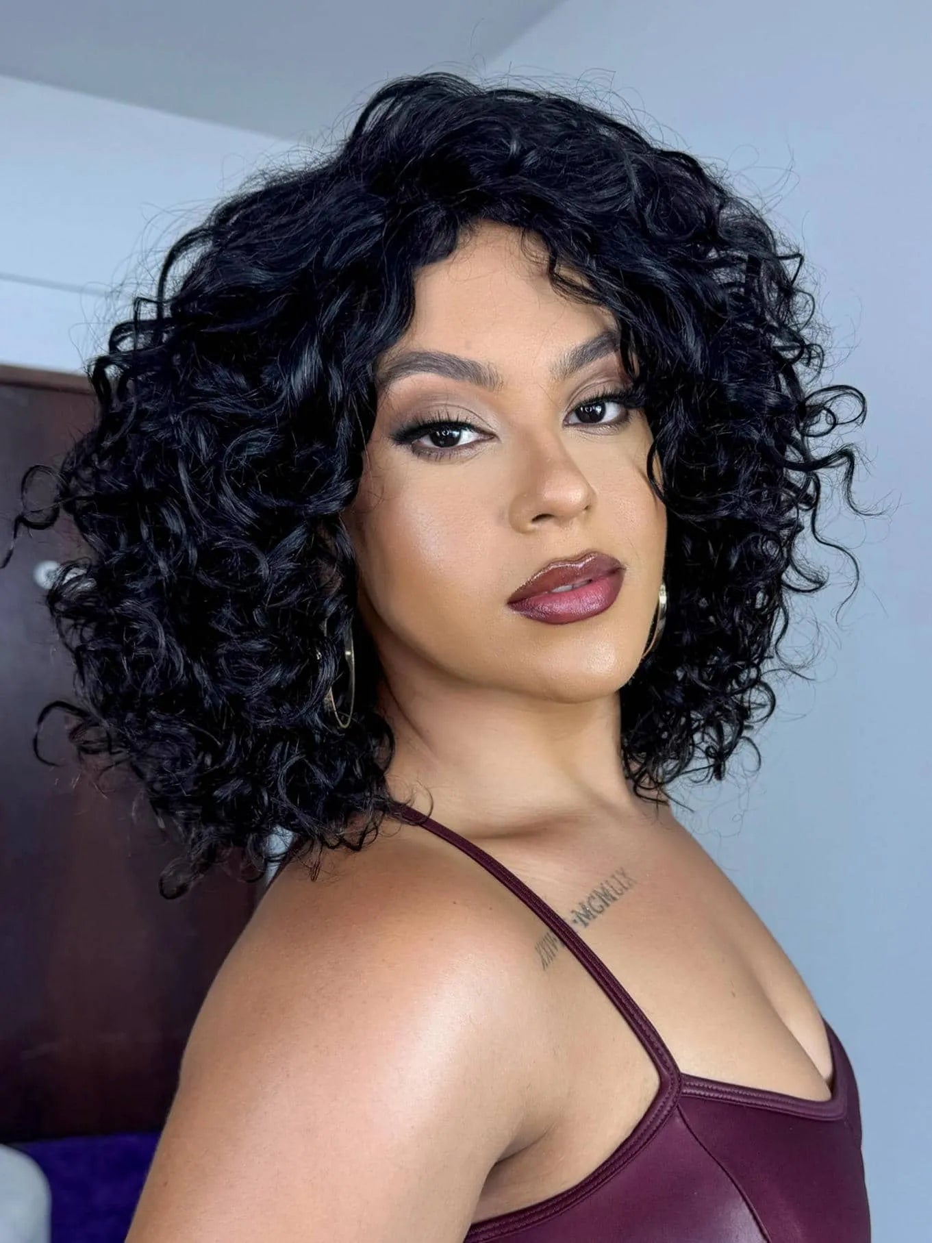 Peruca Humana Mariza Cacheada Castanho Escuro