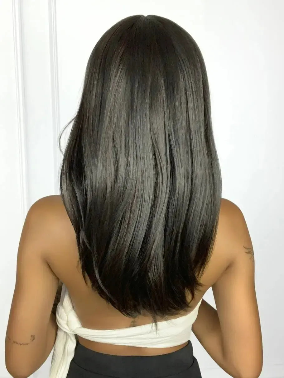 Peruca Isa Castanho com Mechas Leves HL233 com Franja (Premium)