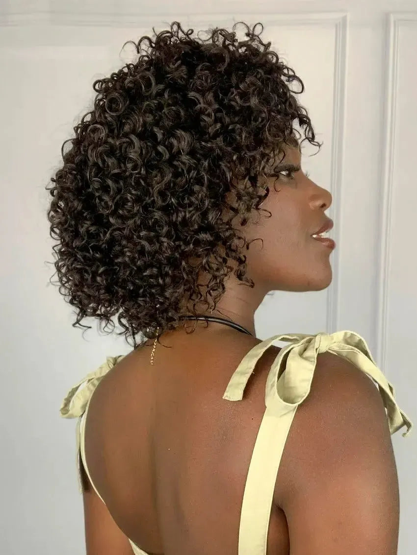 Peruca Lace Part Cabelo Humano Castanho Cacheada Sonia