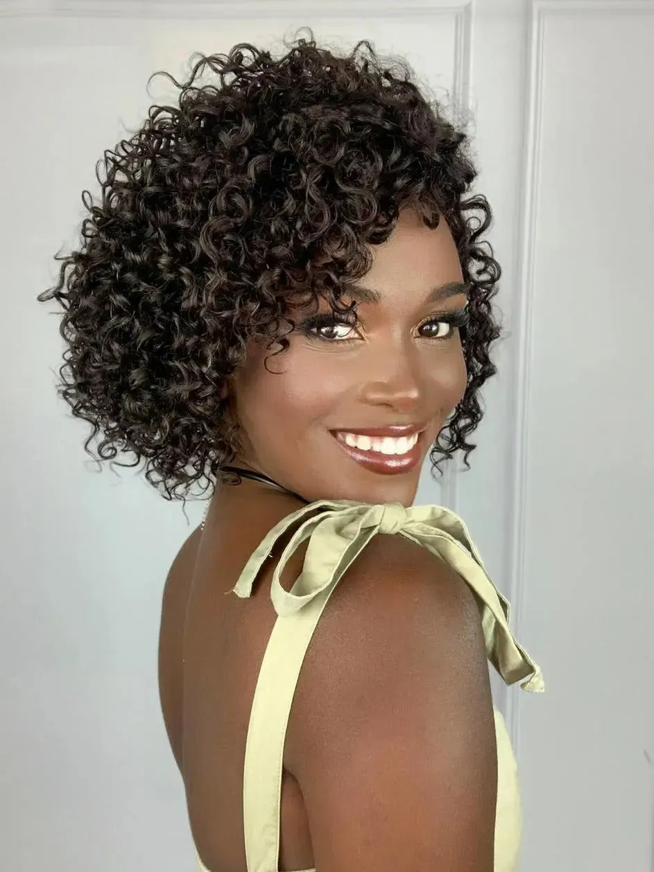 Peruca Lace Part Cabelo Humano Castanho Cacheada Sonia