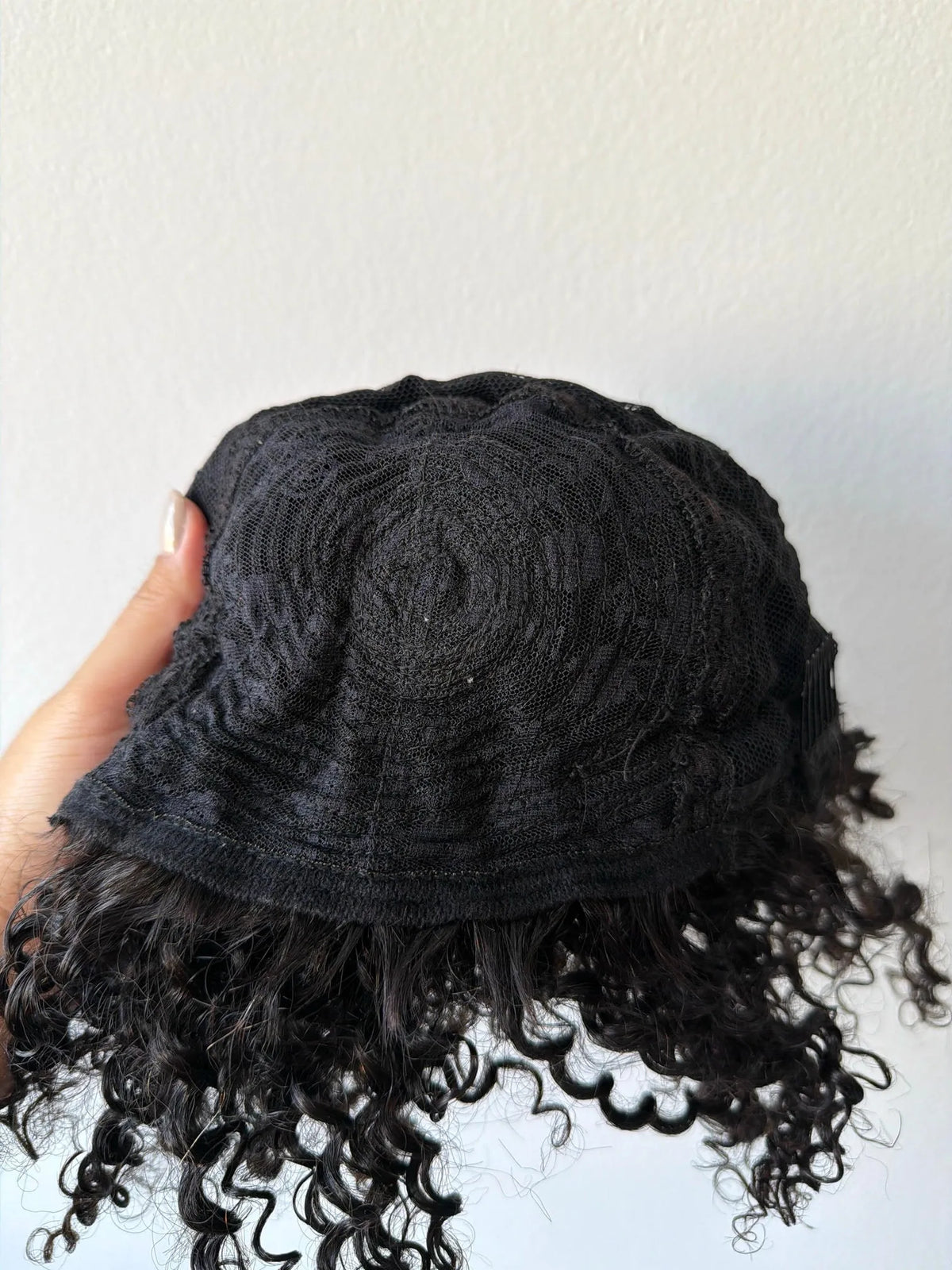 Peruca Maria Cabelo Humano Cacheada Castanho Escuro