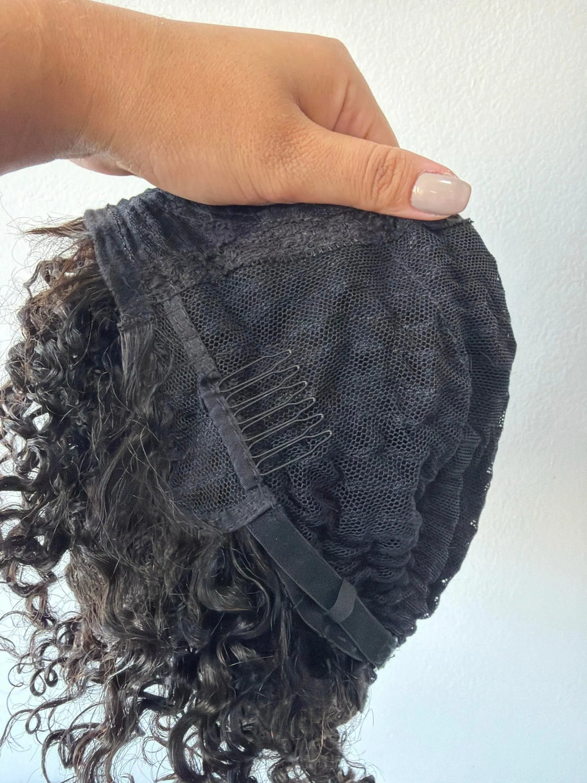 Peruca Maria Cabelo Humano Cacheada Castanho Escuro