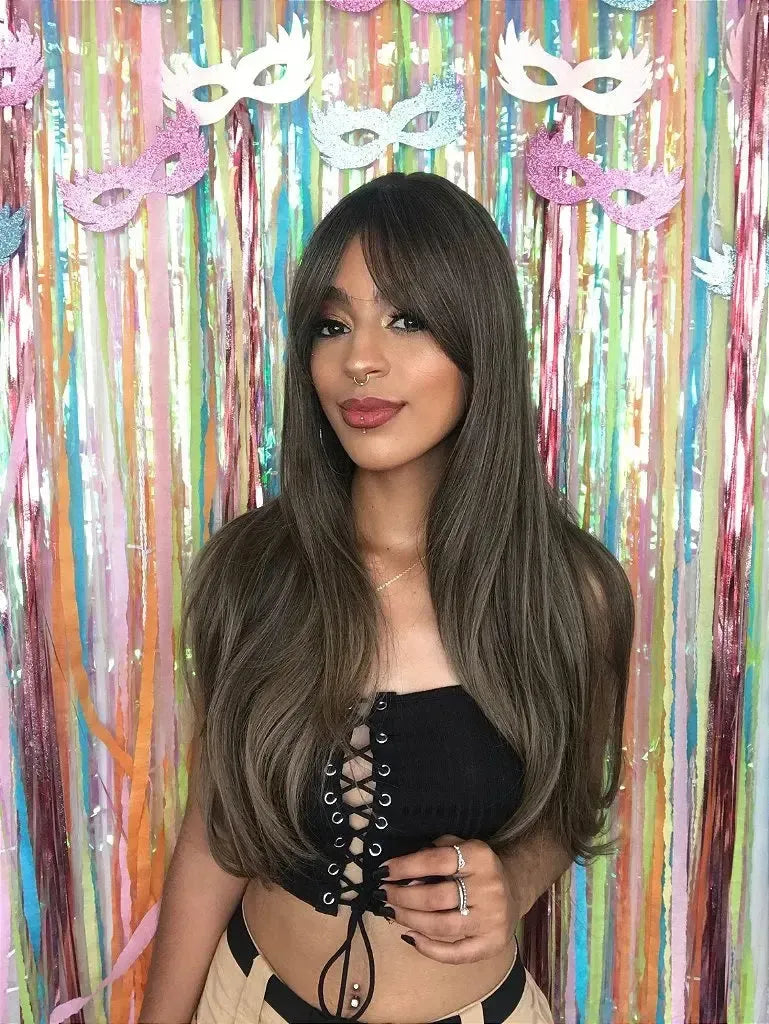 Peruca Miriam Castanho com Luzes 2/10C Franja (Premium)