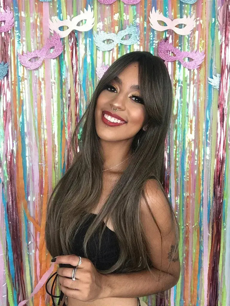 Peruca Miriam Castanho com Luzes 2/10C Franja (Premium)