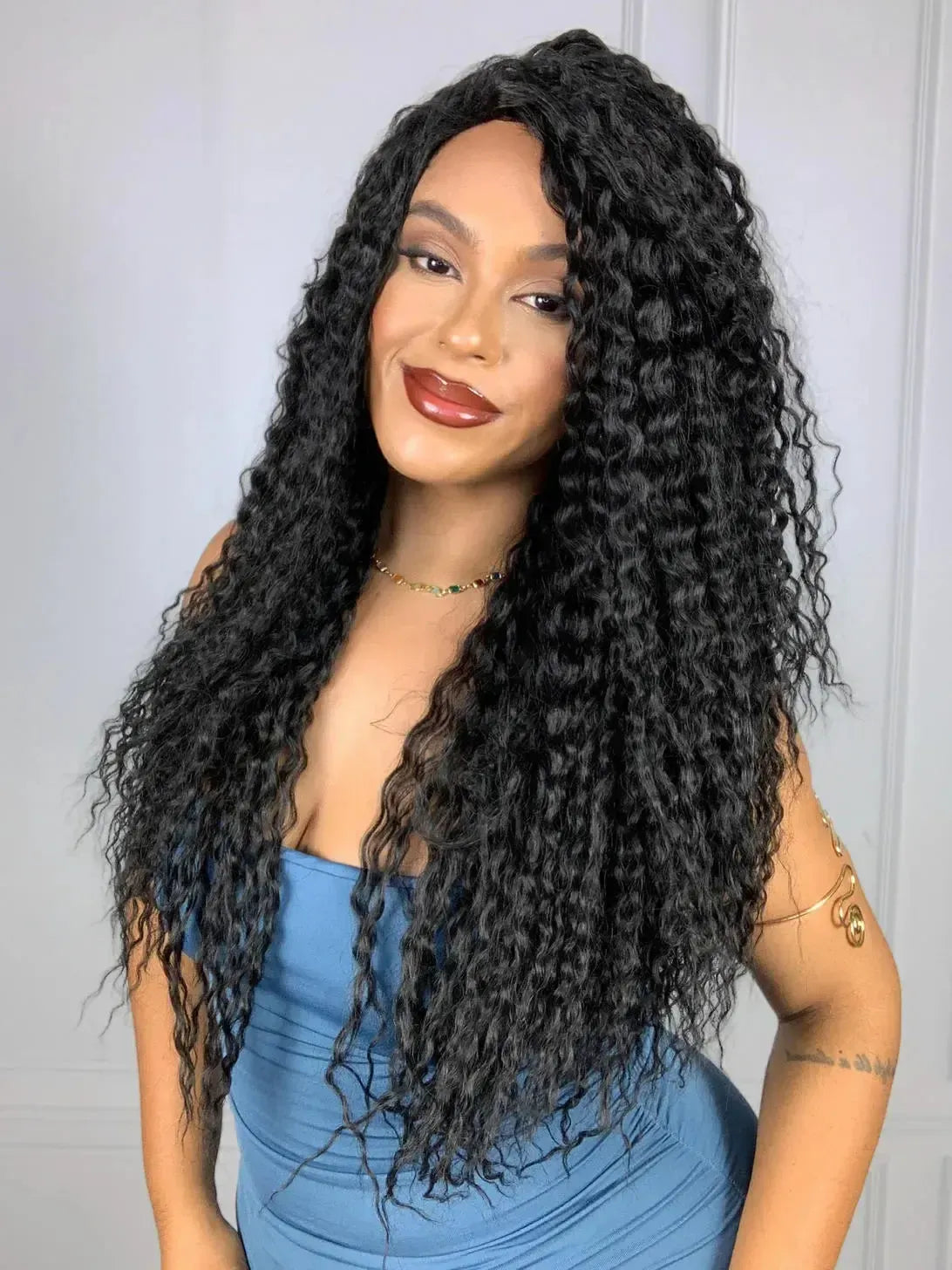 Peruca Silvia Castanho Escuro Cacheada (Bio Fibra)