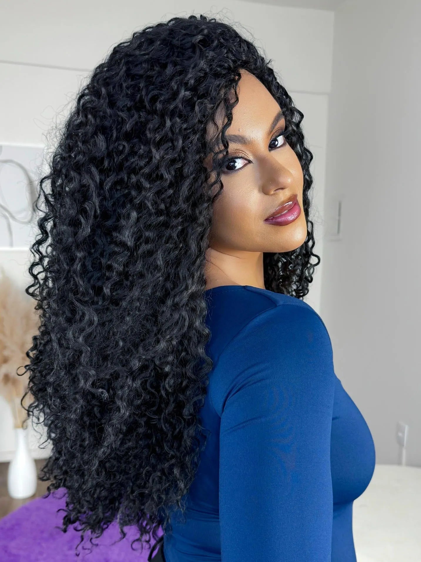 Peruca Wig Dana Cacheada Castanho Escuro