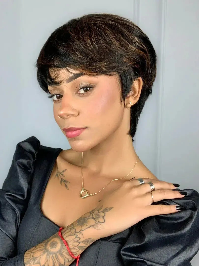 Peruca Wig Humana Gabinela Castanho Luzes T2/30