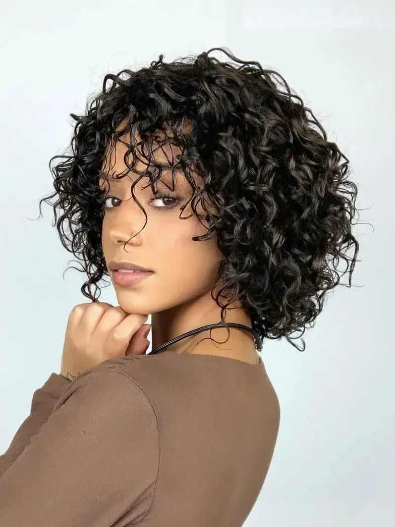 Peruca Wig Humana Klarissa Cacheada Castanho Escuro
