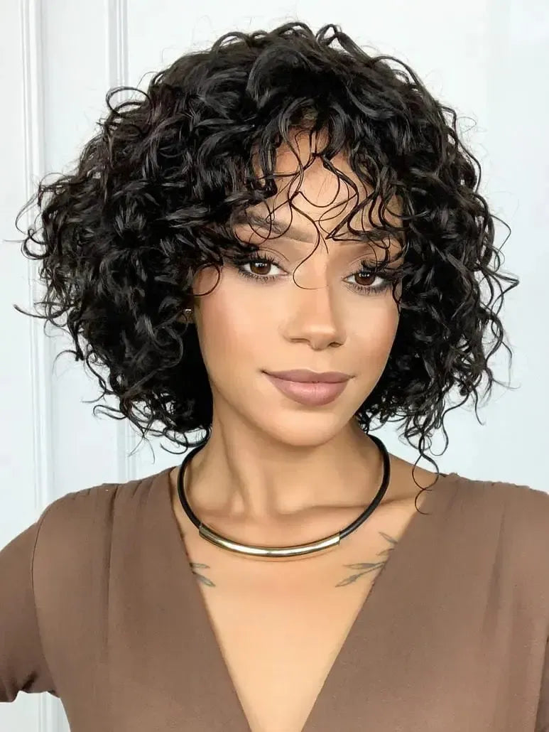 Peruca Wig Humana Klarissa Cacheada Castanho Escuro
