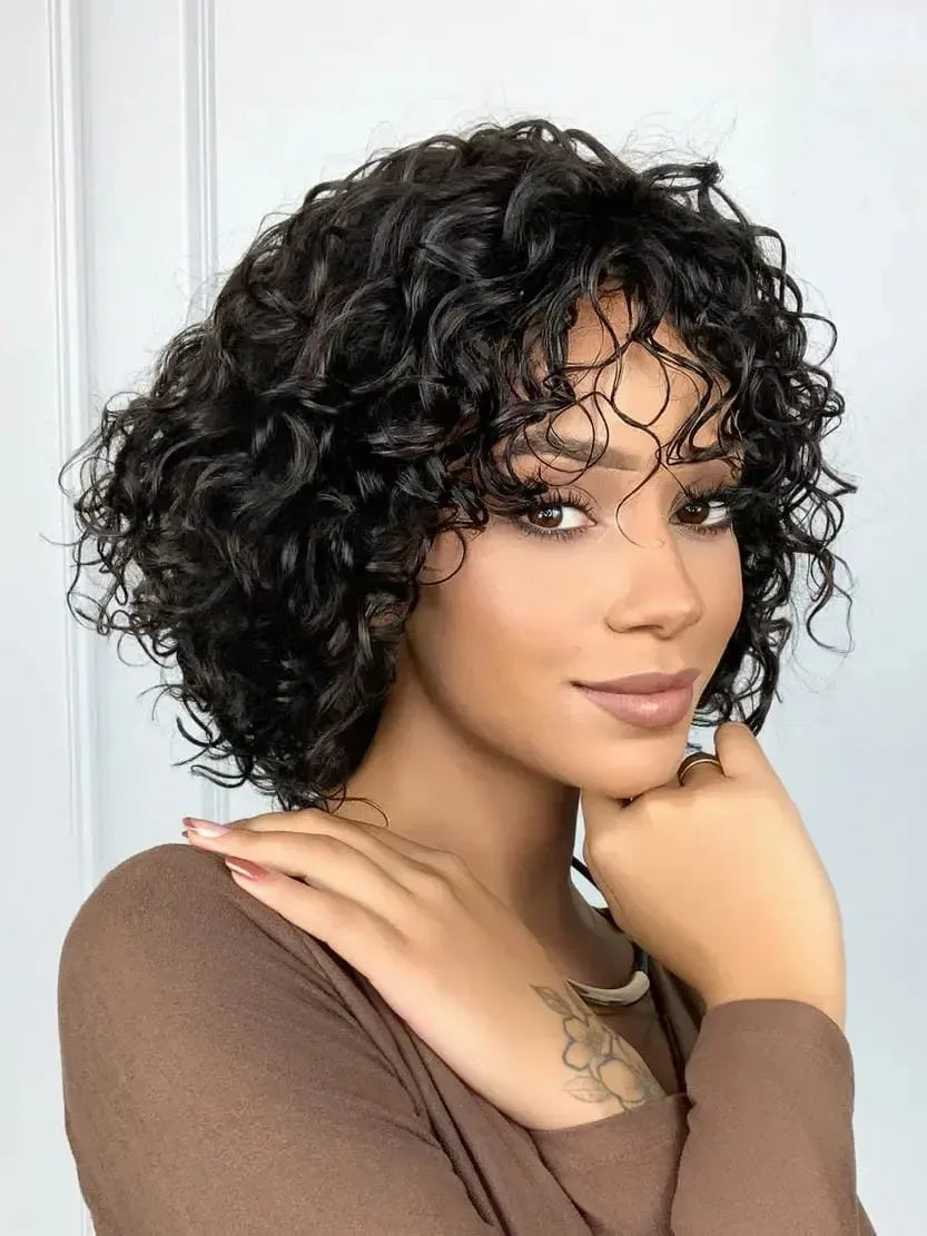 Peruca Wig Humana Klarissa Cacheada Castanho Escuro