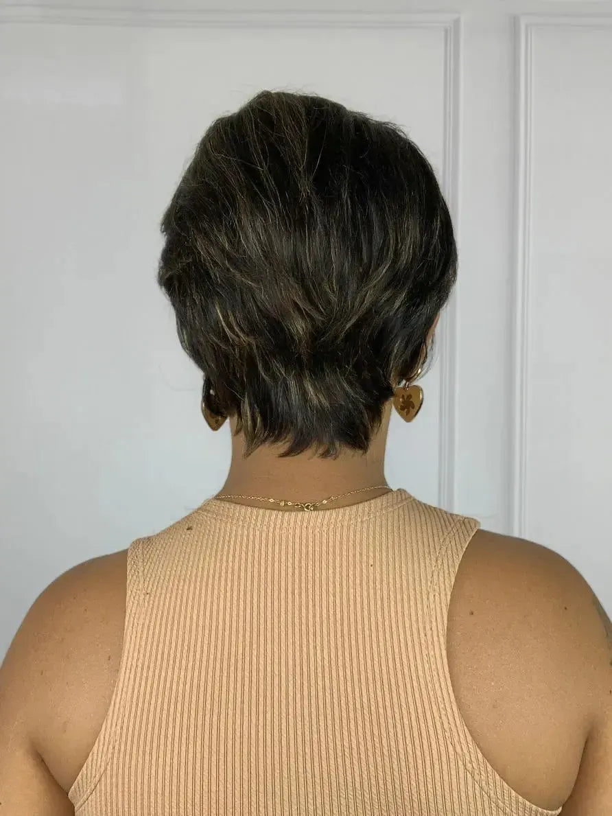 Peruca Wig Humana Lunna Castanho com Luzes
