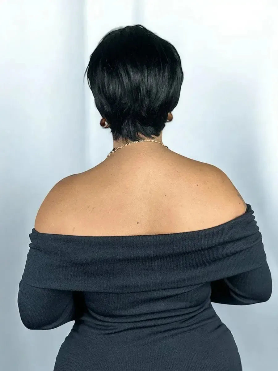 Peruca Wig Humana Lunna Curta Preta