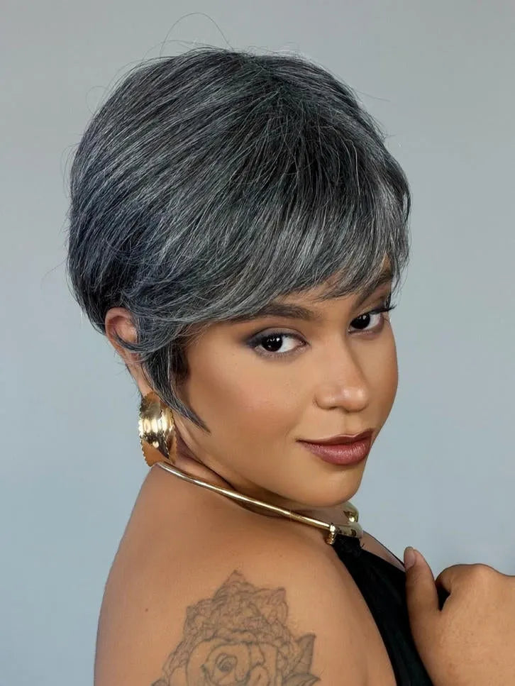 Peruca Wig Humana Lunna Grisalha