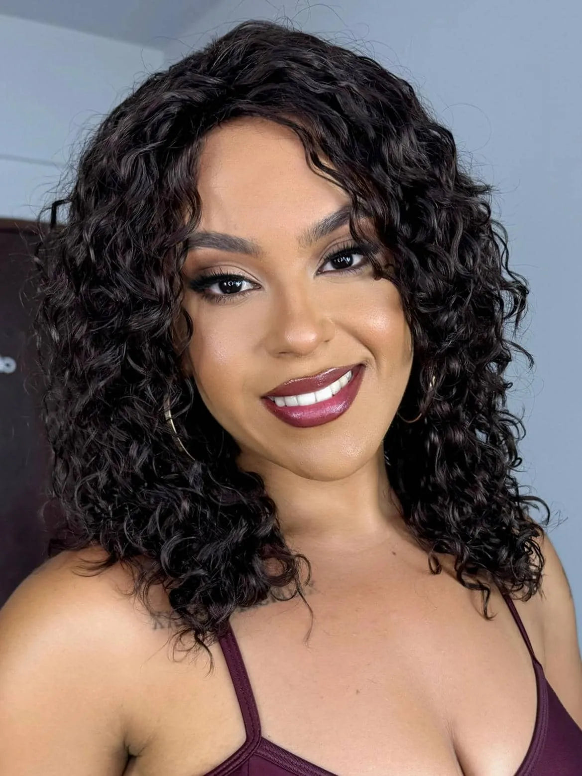 Peruca Wig Humana Mali Castanho Escuro Cacheada