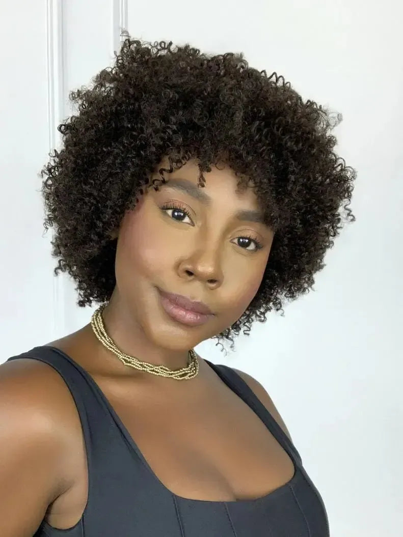 Peruca Wig Humana Niki Castanho Cacheada