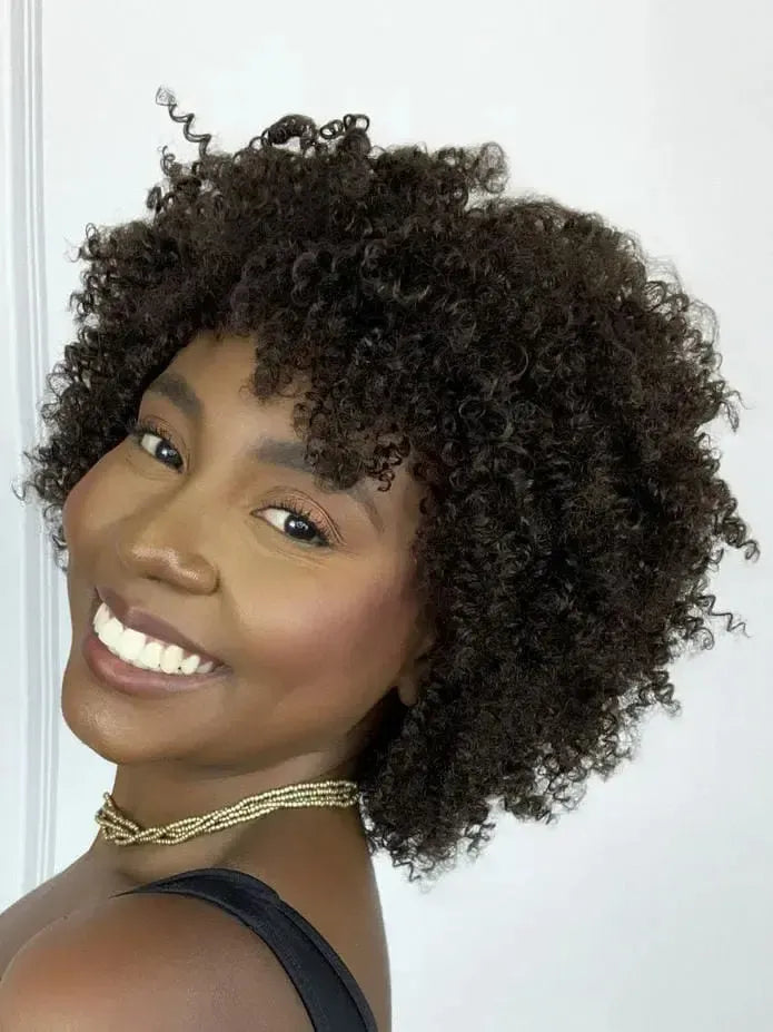 Peruca Wig Humana Niki Castanho Cacheada