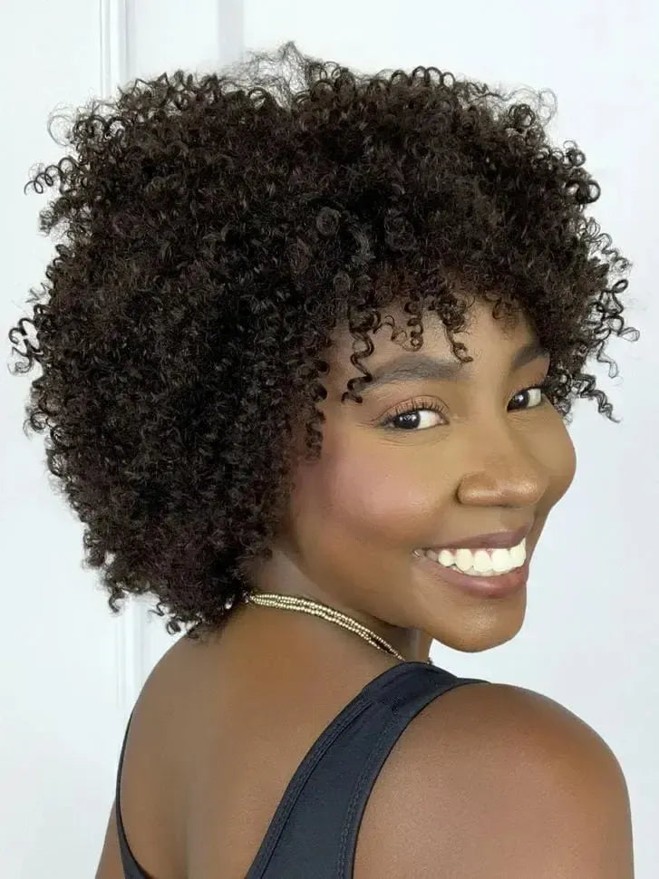 Peruca Wig Humana Niki Castanho Cacheada