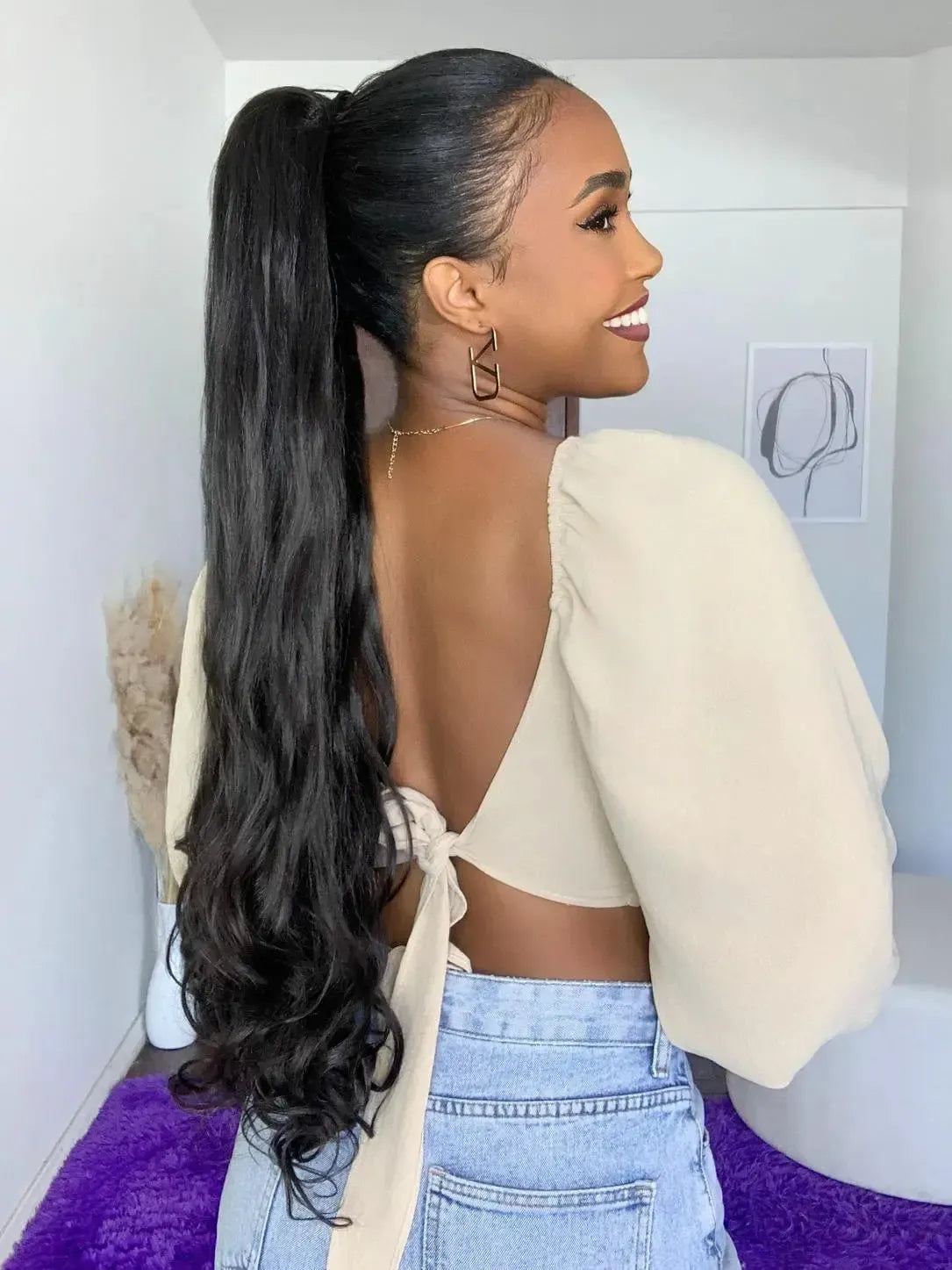 Rabo de Cavalo Podo Wave 80cm - Castanho Escuro