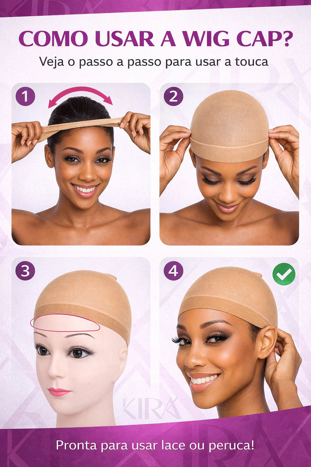 Wig Cap (Touca) - (cor preta ou bege - aleatória)