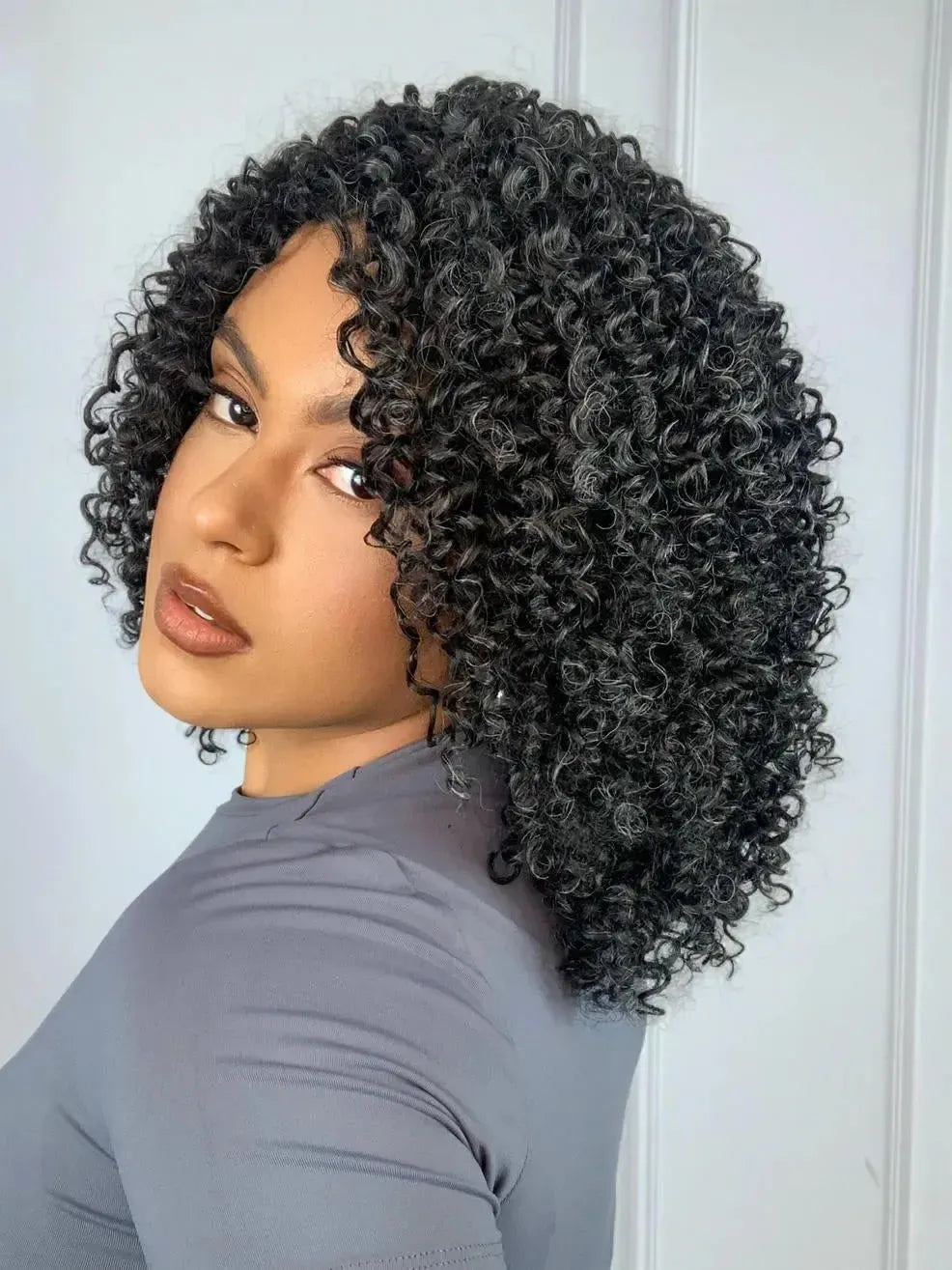 Wig Nimiane Luzes Grisalhas Cacheada