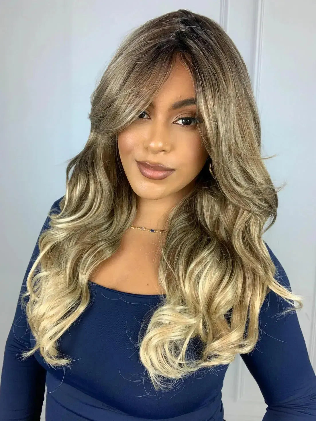 Wig Xavia Loiro Ondulada Franja