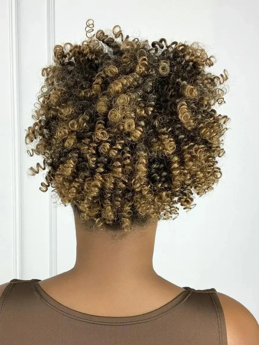 Afro Puff Castanho Raiz Preta Cacheado 1B/30