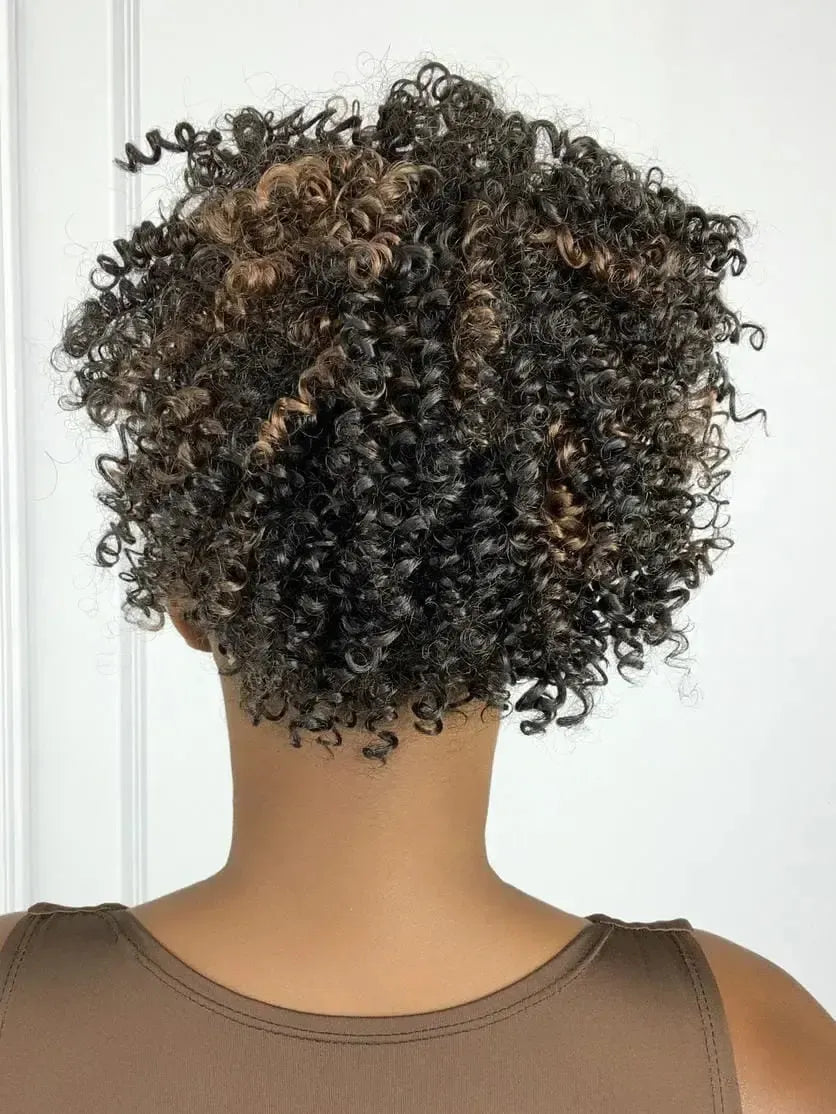Afro Puff Castanho com Mechas Cacheado F4/30
