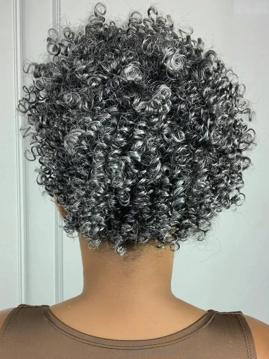Afro Puff Grisalho Cacheado