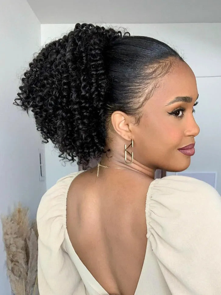 Afro Puff XXL Castanho Escuro Cacheado 2
