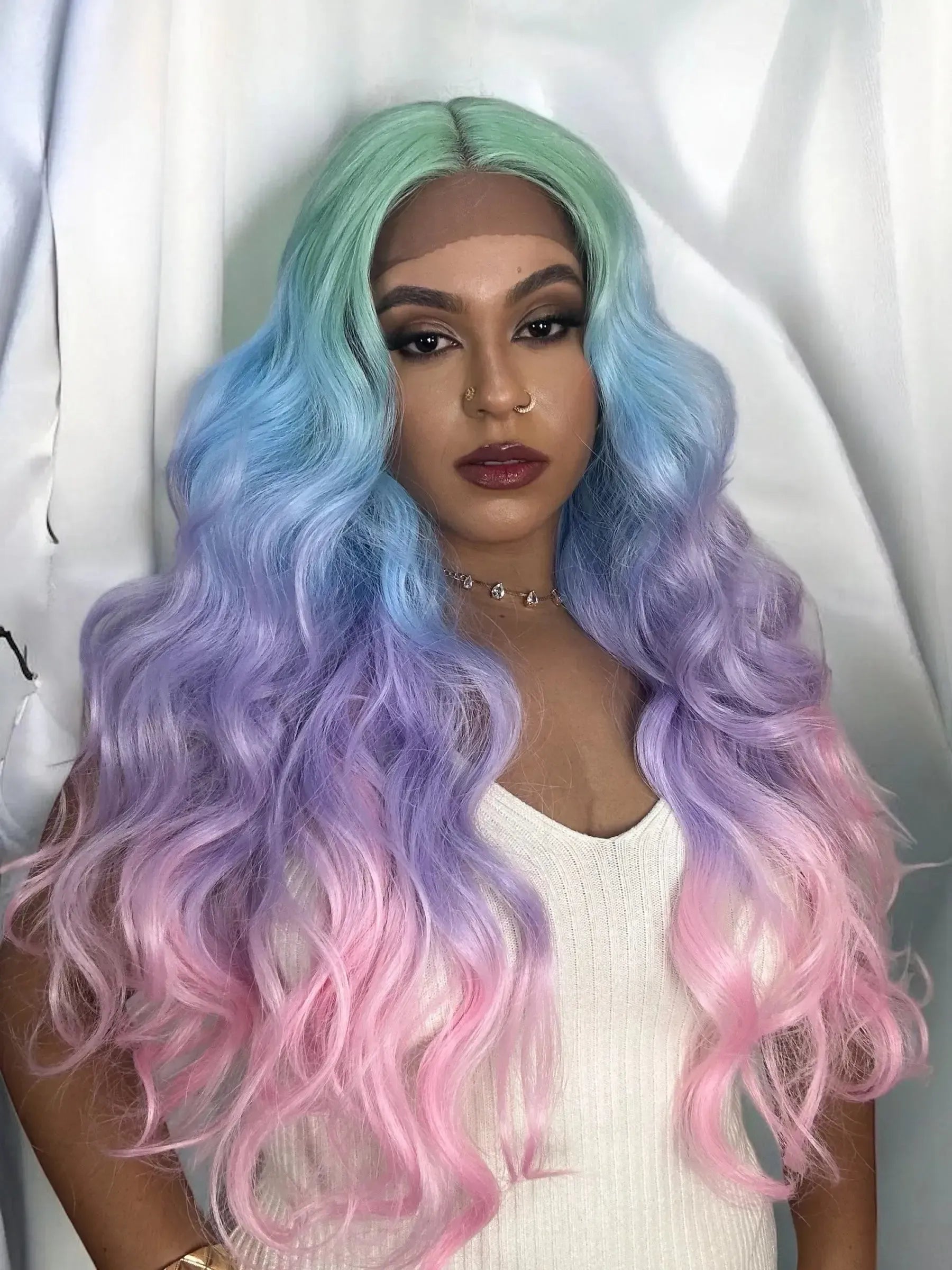 Lace Front Arcoiris Cores Ondulada