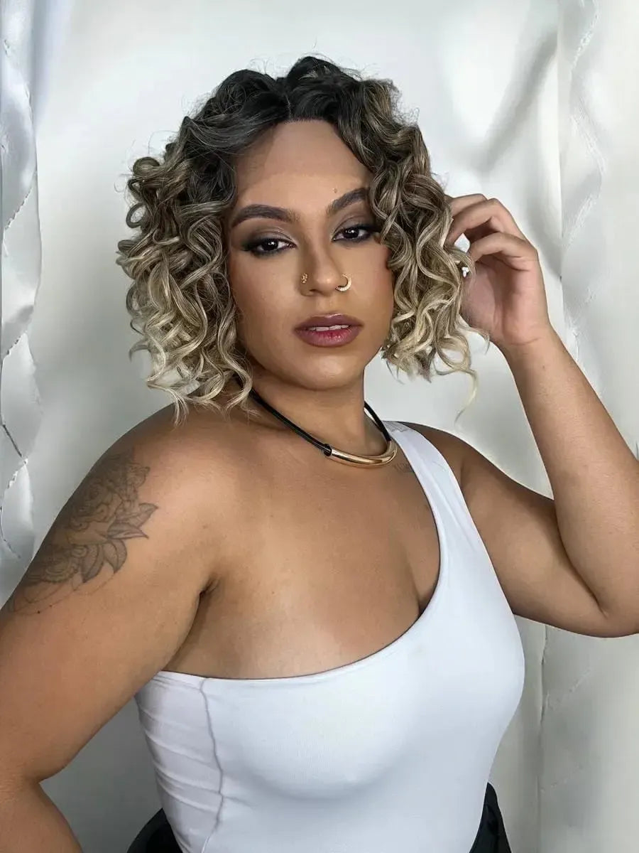 Lace Front Babi Loira Cacheada Ondulada