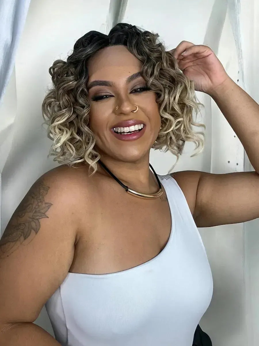 Lace Front Babi Loira Cacheada Ondulada