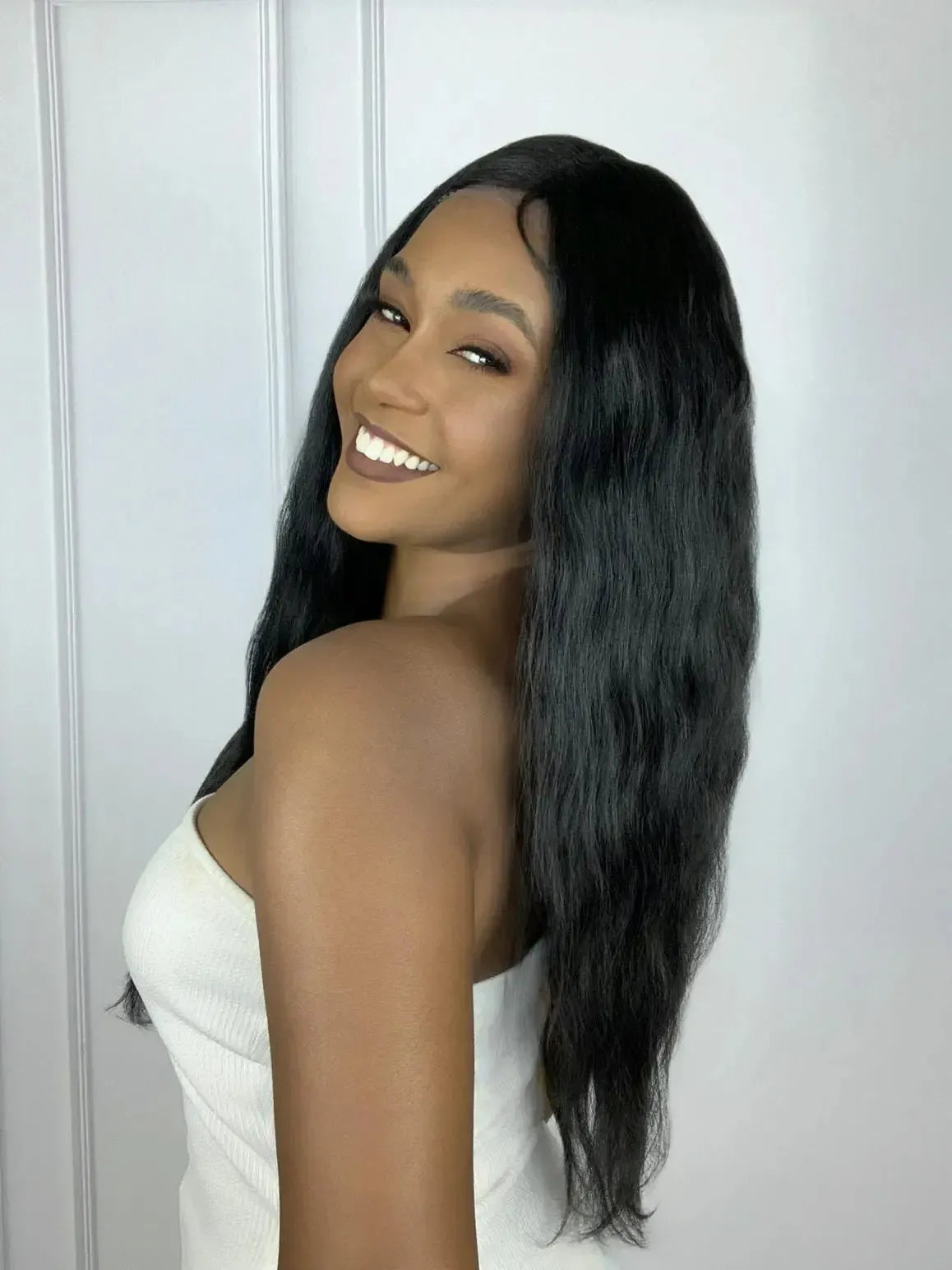 Lace Front Bianca Preta Ondulada (Human Hair Blend)