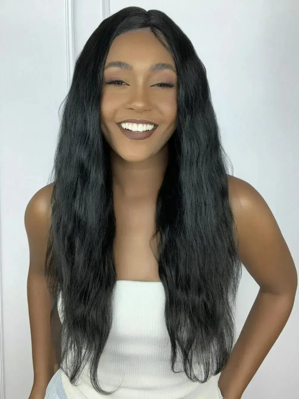 Lace Front Bianca Preta Ondulada (Human Hair Blend)
