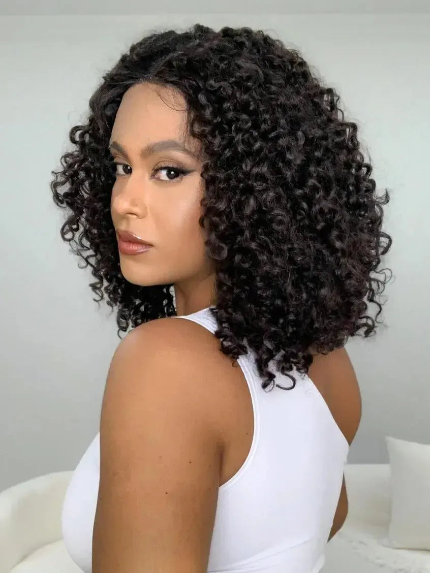 Lace Front Bio Fibra Donna Castanho Escuro Cacheada