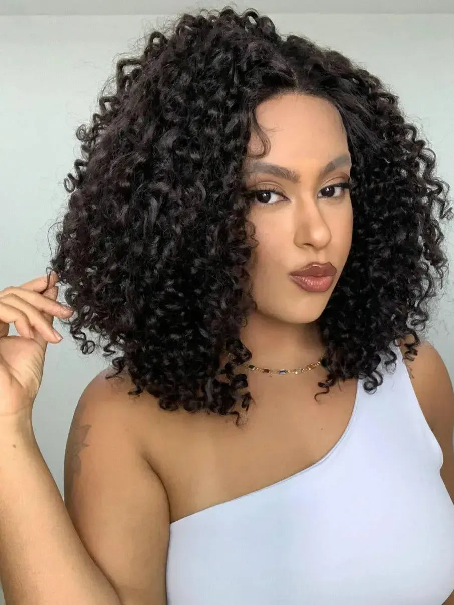Lace Front Bio Fibra Donna Castanho Escuro Cacheada