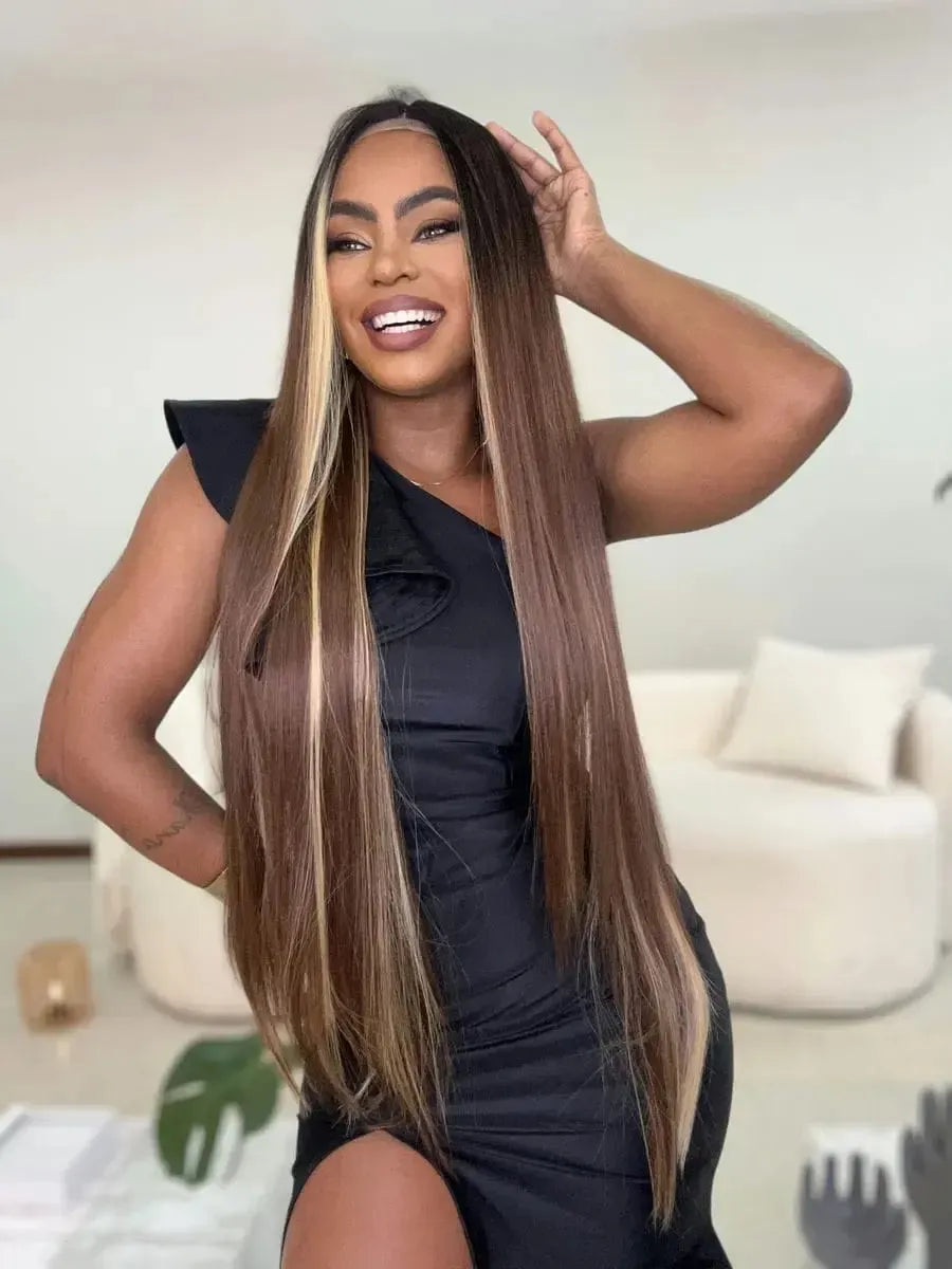 Lace Front Britany Alexia Castanho com Mechas 105cm