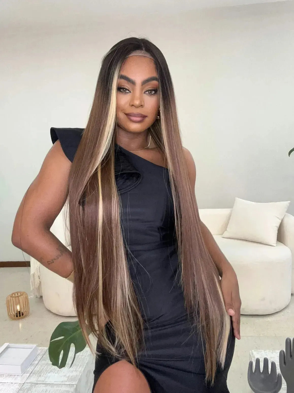 Lace Front Britany Alexia Castanho com Mechas 105cm