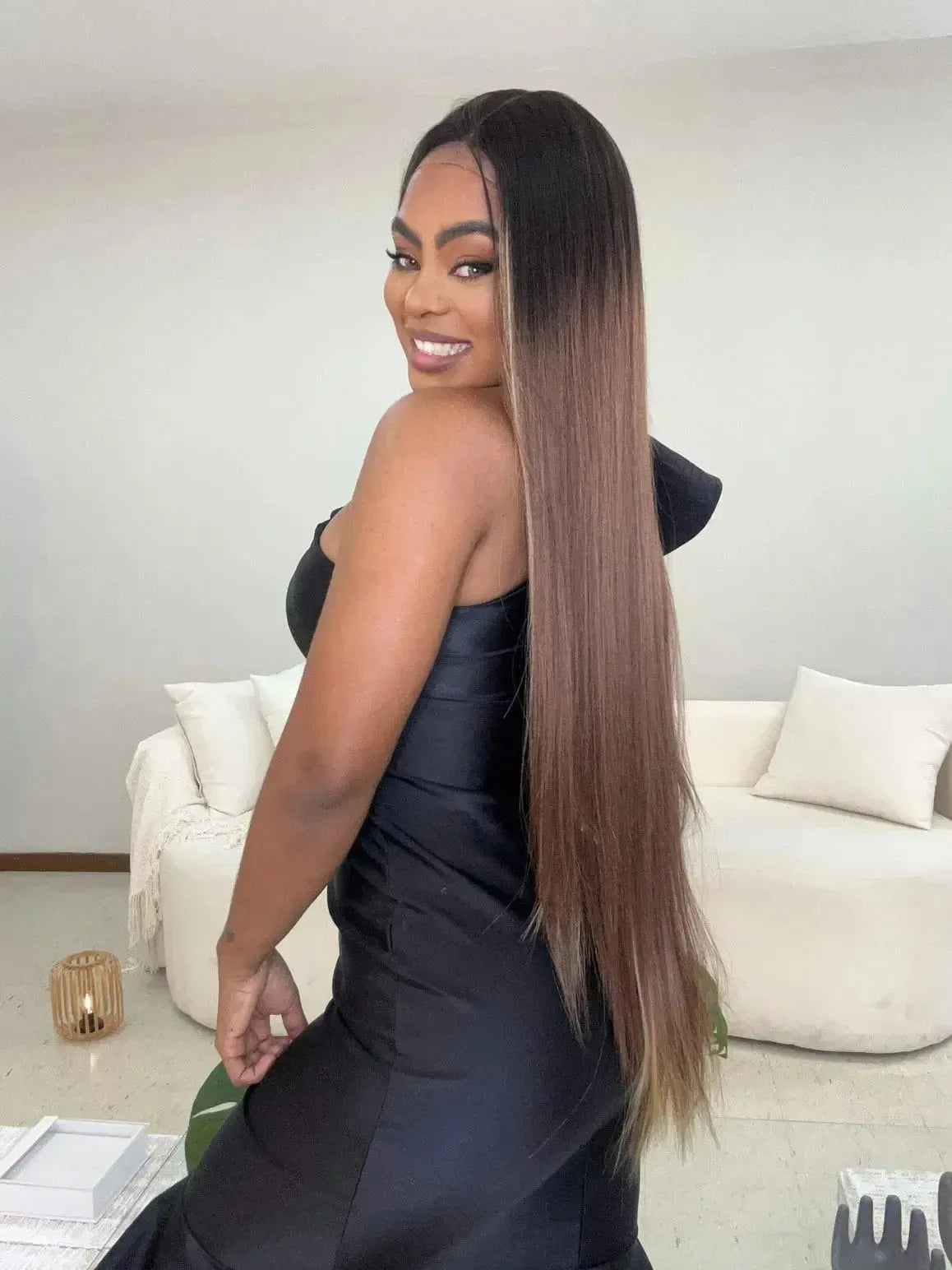 Lace Front Britany Alexia Castanho com Mechas 105cm