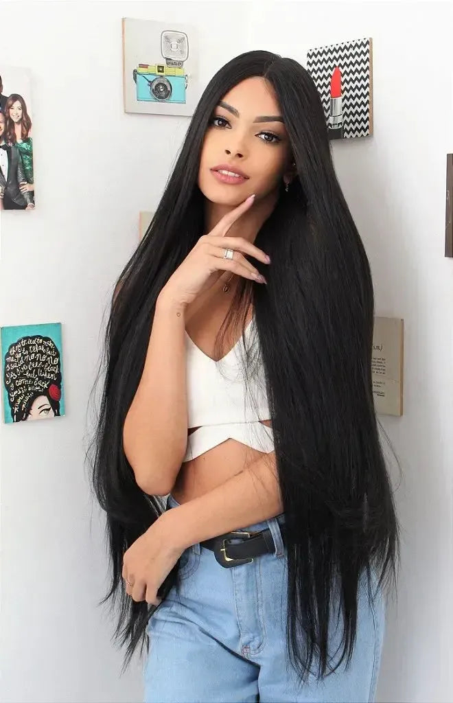 Lace Front Britany Preta Lisa 110cm