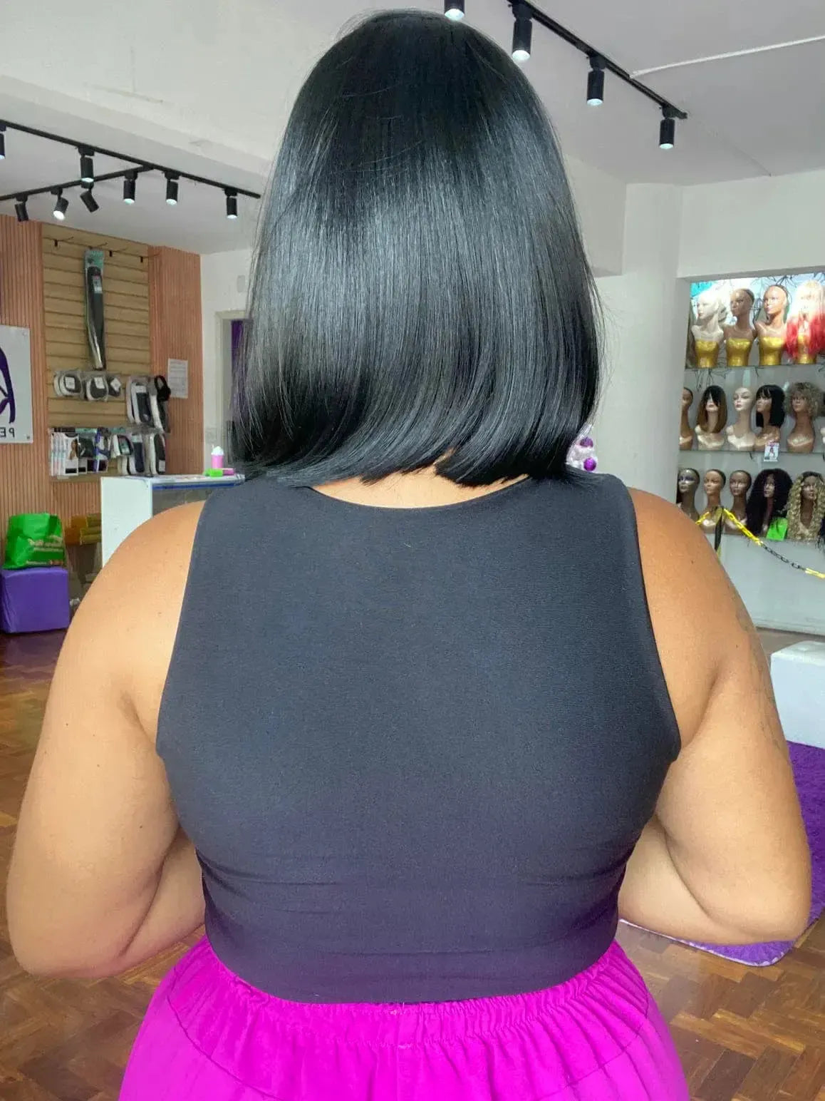 Lace Front Cabelo Humano Longbob Ronnie Castanho Escuro Natural - Repartição Livre 13x4