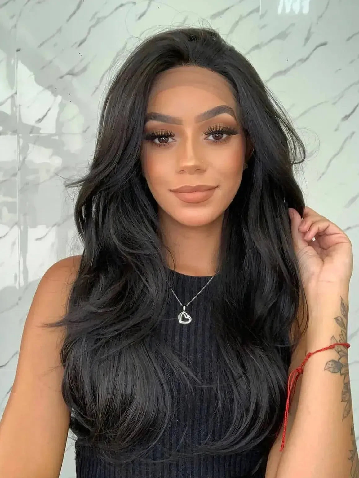 Lace Front Camili Castanho Escuro Ondulada